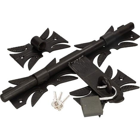 KOTARBAU Verrou de porte 320 mm avec cadenas à verrou de portail revêtu par pulvérisation Noir (1/5)