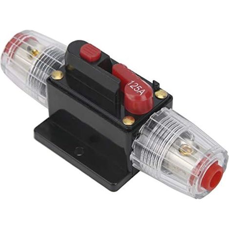 Avec Interrupteur à Réarmement Manuel des Fusibles, Disjoncteur de Voiture 12-24V 125A Stéréo o Disjoncteur Auto Récupération Fusible Inline Holder pour Voiture Bateau (1/3)
