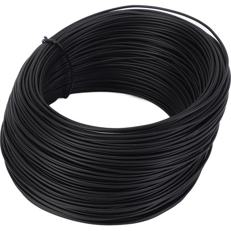 Bobine de fil de ligature de 0,75 mm x 50 m, en fer galvanisé revêtu de PVC, pour la fixation de barres d'armature et de câbles à fibres optiques, noir. (1/5)