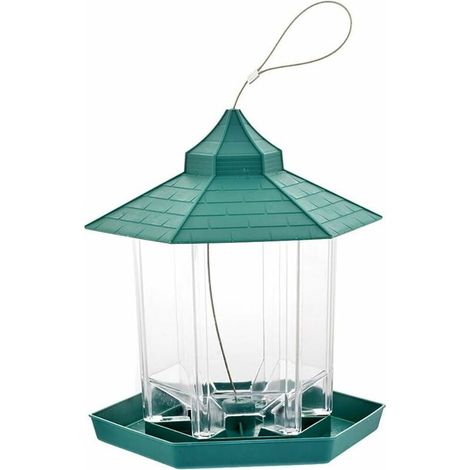 Mangeoire À Oiseaux - Toit Protégé Avec Verrouillage Anti-Écureuils - Plateau Hexagonal Pour Alimentation Extérieure - Capacité 1 kg - 1 Pièce (1/5)