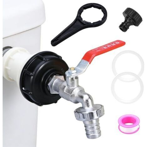 Robinet Cuve 1000l, 3/4" Adaptateur de Réservoir IBC en Laiton, IBC Container Accessoires, avec Clés à Capuchon de Tambour, pour Robinet Jardin Irrigation Tuyaux Accessoires Adaptateur Robinet (1/5)