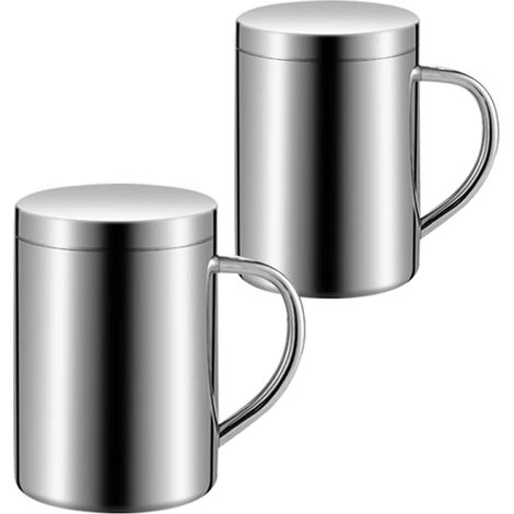 2 Stück Edelstahl-Thermobecher Becher Thermosbecher Kaffeebecher Isolierbecher Tassen (220ml Mit Deckel) (1/5)