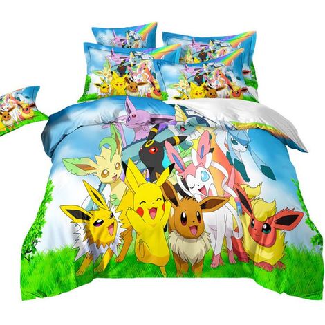 KLVGTIFS PU - 3 Pièces Housse de Couette, Housse de Couette 140x200cm +2 Taies d'oreiller 65x65cm en Microfibre Super Douce Animé 7 (1/5)