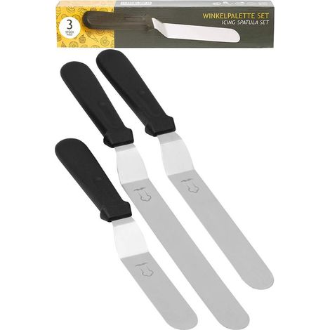 Ensemble de spatules à pâtisserie d'angle – 3 spatules en acier inoxydable pour une cuisson précise – 26–36 cm (Noir) (1/4)
