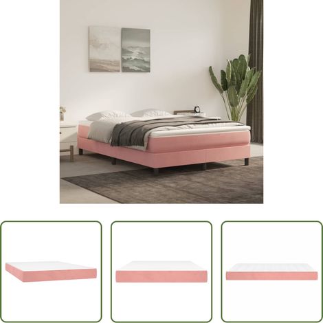 vidaXL Mousse - Matelas de lit à ressorts ensachés fermeté moyenne Rose 140x190x20 cm Velours (1/5)