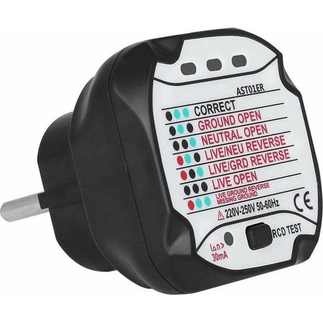 Rubberskin Testeur de Prise, BSIDE AST Socket Tester, Testeur de Prises de Courant Détecteur de Circuit Électrique Automatique (220V EU Plug) (1/5)