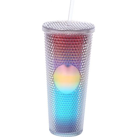 Großer 710-ml-Wasserbecher (24 oz), vollständig genoppter, matter, wiederverwendbarer Kunststoffbecher mit auslaufsicherem Deckel und großer Öffnung, inklusive Strohhalm. (1/5)