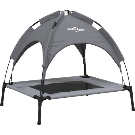 Lit pour chien panier canapé confortable avec auvent tissu oxford et acier anthracite (1/5)
