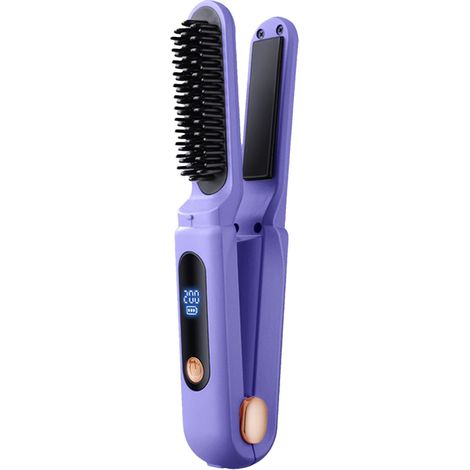 Plancha Peine y Rizador - 2 en 1 Inalámbrico - 3 Niveles de Temperatura - Para Pelo Liso o Rizado - 1 Unidad (1/5)
