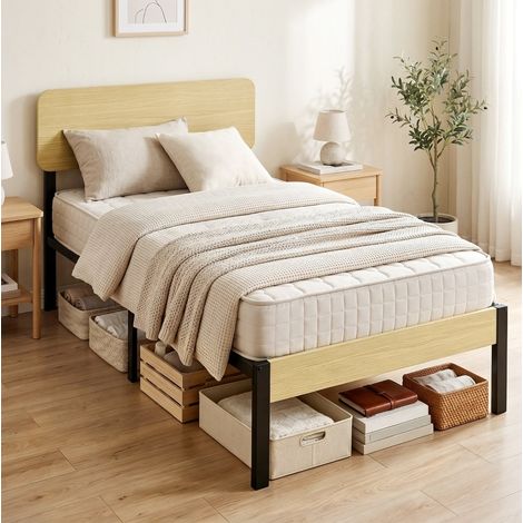 letto singolo con testiera in metallo e vano sottoletto OKMYHOME (1/3)
