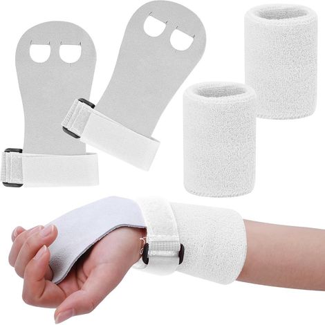 Poignées de traction pour enfants, entraînement croisé, gymnastique, gants et bracelets d'entraînement en cuir, kit de fitness pour filles et jeunes, blanc, taille L (1/4)