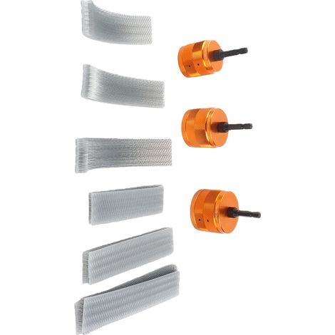 Ensemble de nettoyage de tuyaux en cuivre avec embouts de perçage à tige hexagonale de 6,35 mm (1/4 pouce) et 9 bandes de nettoyage (12,7 mm, 19 mm et 25,4 mm), orange. (1/5)