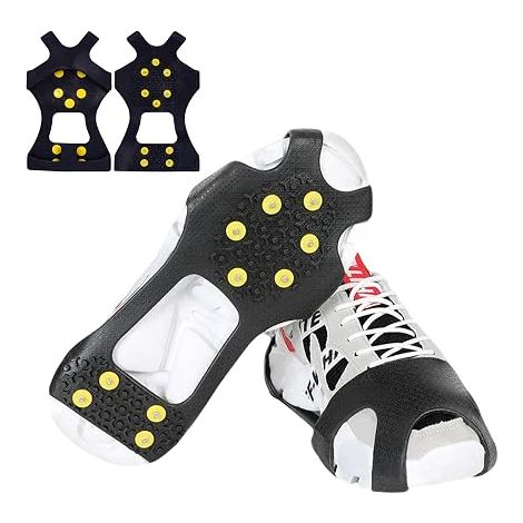 Anti-Slip Crampons de Neige, Crampons à Glace Extensibles, Pointes en Acier Inoxydable et Silicone Durable XL,44-48 (1/5)