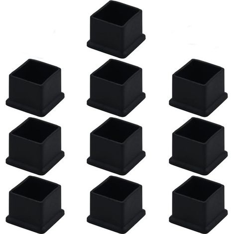 Housses de pieds de chaise - 10 pièces - Embouts de pieds de chaise - PVC - Protection du sol - Housses de pieds de meubles - Convient pour les chaises, tables et canapés - 22 x 22 x 24 mm - Zwart (1/5)