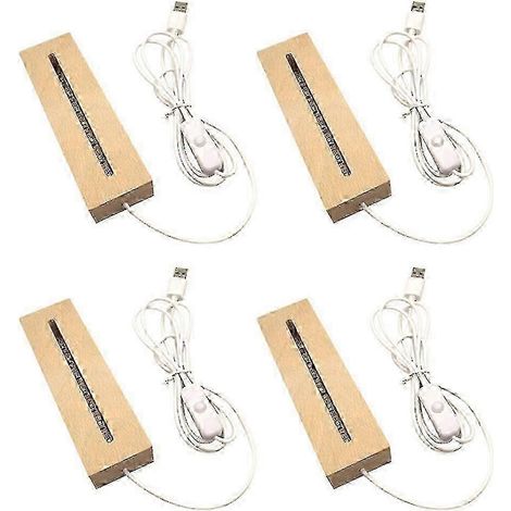 Socle lumineux rectangulaire en bois, support de lampe LED sur pied en bois pour objets en acrylique, cristal, veilleuse, résine. (1/5)