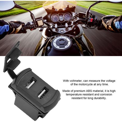 Chargeur double USB 12-24 V/5 V avec voltmètre et affichage LED pour moto, smartphone et tablette (1/5)
