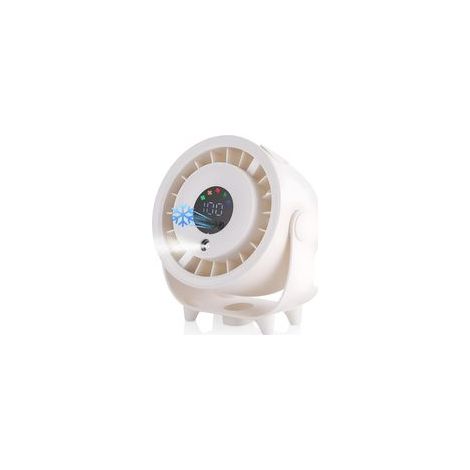 Tischventilator mit Sprühnebelfunktion, 6000 mAh, USB-aufladbar, 90° verstellbar, 3 starke Windgeschwindigkeiten, digitale LED-Anzeige, leiser Ventilator für Schlafzimmer, Büro, Außenbereich (Weiß) (1/5)