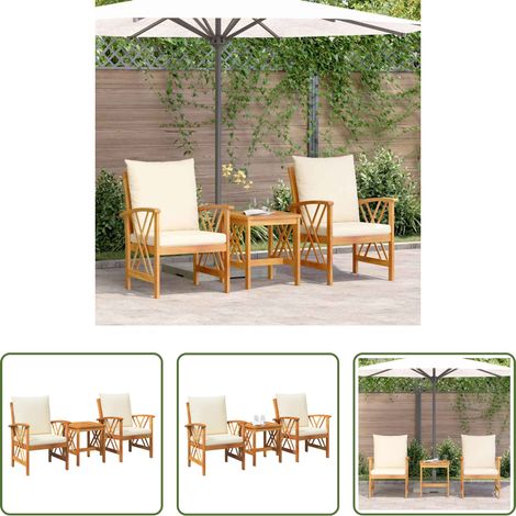 vidaXL Geölt -  Gartensofa-set mit Kissen 3 pcs Öl-Natur Massivholz Akazie (1/5)