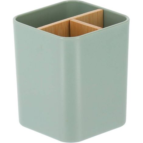 Organizzatore quadrato 3 scomparti plastica di bambù - verde salvia - Tendance