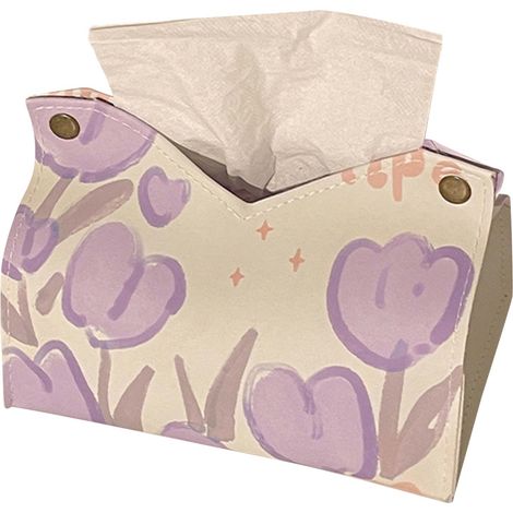 Boîtier de Rangement en Cuir PU Grand et Mignon pour Papiers - Salon, Chambre, Voiture - Violet (1/5)