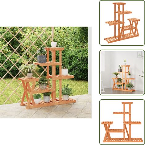 Blumenständer 95x25x96 cm Massivholz Tanne - Holzpflanzenständer - Tannenzapfenständer - Blumenträger - Gartendeko - Vintage Stil (1/5)