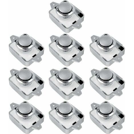 10 Pièces Bouton Poussoir Serrure pour Tiroir Placard Porte Caravane Camping-Car Argent (1/4)