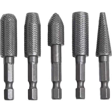 Lot de 5 râpes rotatives en acier pour sculpter le métal, le bois, le meulage du bois, les accessoires de travail du bois, l'élimination de la rouille (1/5)