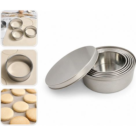 Set de 5 Cercles a Entremets en Acier Inoxydable, Moules Ronds pour Mousse Tartes et Biscuits 10 x 10 x 3.5 cm (1/5)