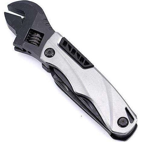 Llave multiusos, alicates, herramienta combinada EDC para exteriores, llave/sierra plegable, herramienta de mantenimiento (gris) (1/4)