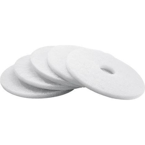 Lot de 5 pads très souples blancs 432mm – Pour polissage marbre foncé et granit – Adaptés monobrosse Karcher BDS43/DuoC et BDP 43/410C