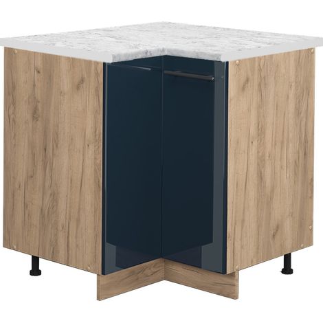 Mobile ad angolo cucina Fame-Line, Blu scuro lucido, 80.5 cm , PL Marmo, Vicco