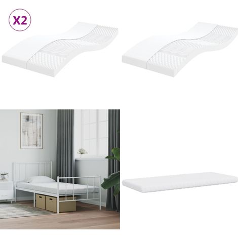 Schaumstoffmatratzen 2 Stk. 90x190 cm 7-Zonen Härtegrad 20 ILD - Schaumstoffmatratze - Doppelbettmatratze - 7-Zonen-Matratze - PU-Schaumstoff - Matratze Weiß - Home & Living (1/5)