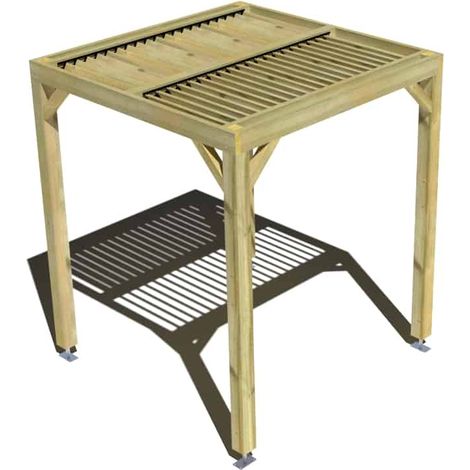 Pergola bois • 2m x 2m • indépendante • sens largeur • lames orientables bioclimatiques incluses • livraison comprise (1/3)