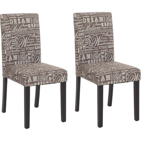 [NON UTILIZZATO] Set 2x sedie Littau tessuto soggiorno cucina sala da pranzo 43x56x90cm grigio con scritte piedi scuri