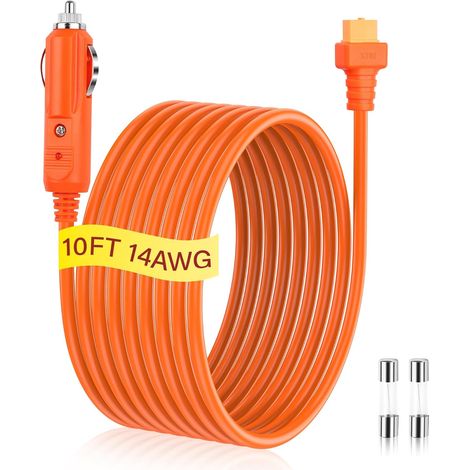 Câble de chargeur allume-cigare 14AWG XT60 12V - Prise allume-cigare vers connecteur femelle XT60 - Câble d'extension avec fusible et voyant LED pour stations d'énergie, générateurs solaires (1/5)