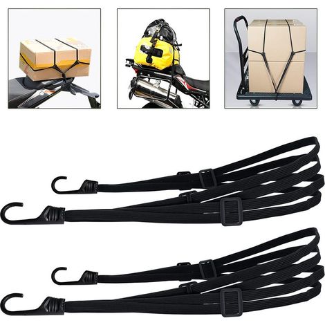 2 Pièces Tendeurs Elastique avec Crochets, étendeur vélo, Sangle élastique Moto, Sangle Bagage, Sangle de Casque, Tendeurs Elastique Noir, Sangle Moto etc (90 cm, 2 Pièces) (1/4)