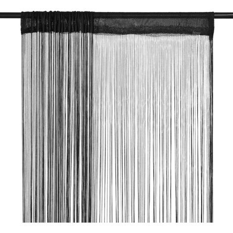 2 pcs Rideau en fils,Rideau d'intimité 100 x 250 cm Noir CFW55134 (1/4)