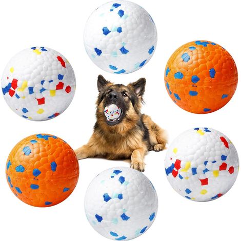palline per cani, indistruttibili, ad alta elasticità, inodore e innocue, diametro: 6,3 cm, adatte a cani di taglia media e piccola. (1/5)