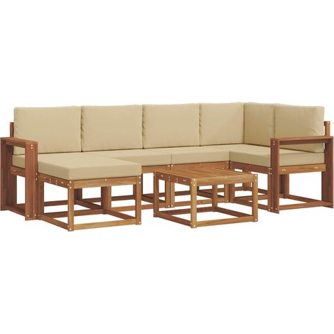 Outdoor Sofa Set with Cushion 7 pcs Natural and Beige vidaXL (1/5)