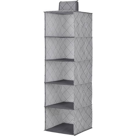 Rangement suspendu - 5 étagères - Hauteur 950 mm - Blanc/Graphite - Tissu non tissé (1/2)