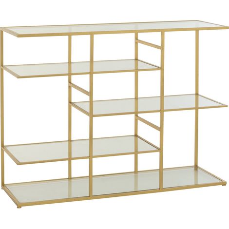 Console en fer doré et verre élégance moderne pour salon - Doré et verre transparent (1/5)
