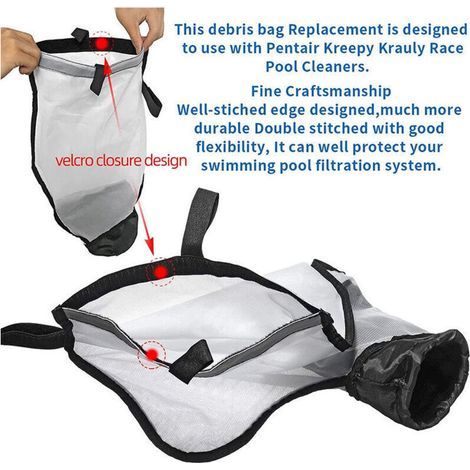 DBBEGK Sac en filet de nylon compatible avec le nettoyeur de piscine Polaris 360 380, sac filtrant multifonctionnel remplaçant la référence 360009 (lot de 2) (1/3)