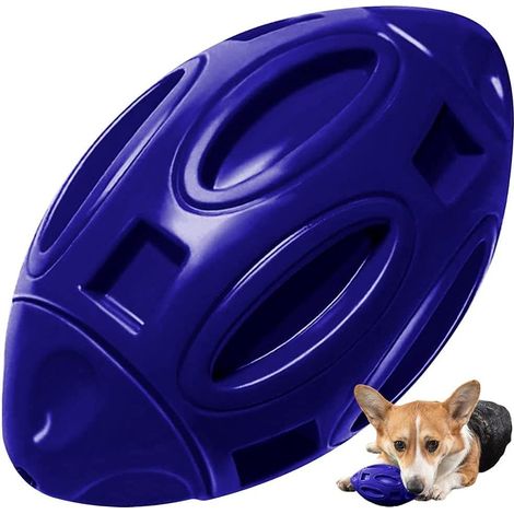 Rugby Ball , Taozoey Dog Rubber Chew Ball, Dog Rugby Ball Toy, Rubber Dog Rugby, Squeaky Dog Ball, for Medium and Large Dogs (Dark Blue) (1/5)