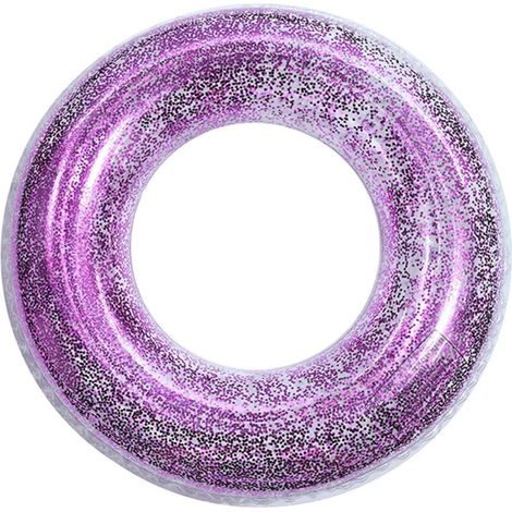 Bouée de natation à paillettes, gonflable, transparente, anneau flottant avec paillettes pour adultes, fête d'été à la piscine (1/5)
