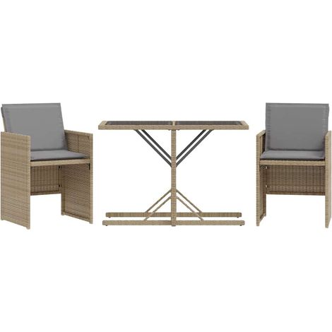 Maison Exclusive - 3-tlg. Bistro-Set mit Kissen Beigemischung Pol