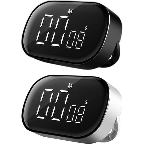 pezzi Timer da cucina digitale magnetico con conto alla rovescia, grande timer a LED per bambini, adulti e insegnanti di cucina (bianco + nero) (1/5)