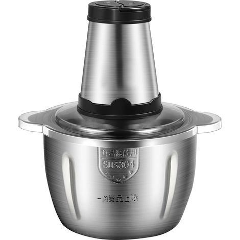 Decdeal – Hachoir à viande électrique 2L – Acier inoxydable – 300W – 2 vitesses – Lames 4D pour viande, légumes, fruits et noix