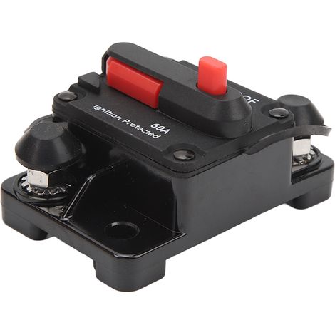 Coupe-circuit audio auto 12V étanche, réarmement manuel avec fusible pour système stéréo, 60A (1/5)