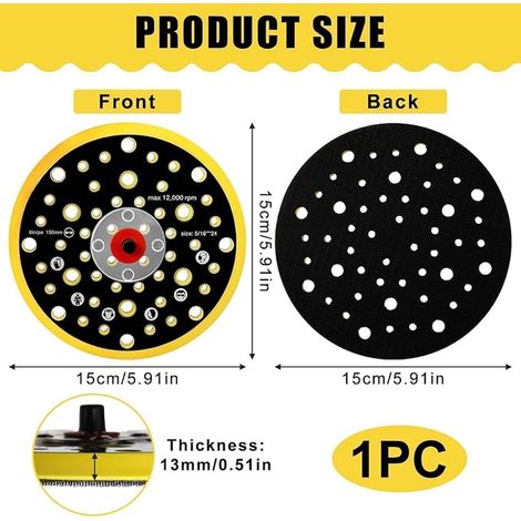 52 Hole Sander Plate, 150mm Sanding Base 6 Inch Tray (1/3)