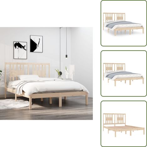 Letto con testiera - vidaXL Giroletto in Legno Massello 135x190 cm Double - Letto in pino